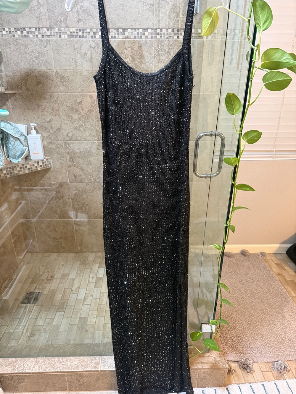 Black Sequin Slip Dress - Elegant Evening Wear